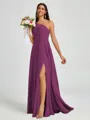 A-line One-Shoulder Pleated Floor-Length Chiffon Bridesmaid Dress