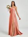 A-line One-Shoulder Pleated Floor-Length Chiffon Bridesmaid Dress