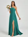 A-line One-Shoulder Pleated Floor-Length Chiffon Bridesmaid Dress