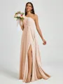 A-line One-Shoulder Pleated Floor-Length Chiffon Bridesmaid Dress