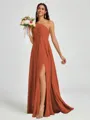 A-line One-Shoulder Pleated Floor-Length Chiffon Bridesmaid Dress