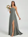 A-line One-Shoulder Pleated Floor-Length Chiffon Bridesmaid Dress