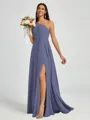 A-line One-Shoulder Pleated Floor-Length Chiffon Bridesmaid Dress