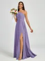 A-line One-Shoulder Pleated Floor-Length Chiffon Bridesmaid Dress