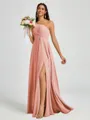 A-line One-Shoulder Pleated Floor-Length Chiffon Bridesmaid Dress