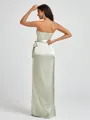 Sheath Strapless Bow Floor-Length Silk Like Satin Corset Bridesmaid Dress