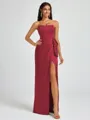 Sheath Strapless Bow Floor-Length Silk Like Satin Corset Bridesmaid Dress