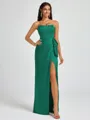 Sheath Strapless Bow Floor-Length Silk Like Satin Corset Bridesmaid Dress