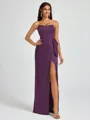 Sheath Strapless Bow Floor-Length Silk Like Satin Corset Bridesmaid Dress