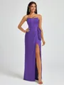 Sheath Strapless Bow Floor-Length Silk Like Satin Corset Bridesmaid Dress