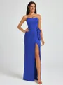 Sheath Strapless Bow Floor-Length Silk Like Satin Corset Bridesmaid Dress