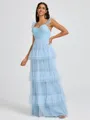 A-line Sweetheart Cascading Ruffles Floor-Length Bridesmaid Dress