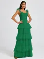A-line Sweetheart Cascading Ruffles Floor-Length Bridesmaid Dress
