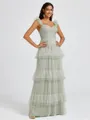 A-line Sweetheart Cascading Ruffles Floor-Length Bridesmaid Dress