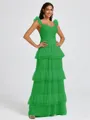 A-line Sweetheart Cascading Ruffles Floor-Length Bridesmaid Dress