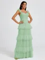 A-line Sweetheart Cascading Ruffles Floor-Length Bridesmaid Dress