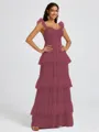 A-line Sweetheart Cascading Ruffles Floor-Length Bridesmaid Dress