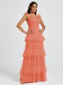 A-line Sweetheart Cascading Ruffles Floor-Length Bridesmaid Dress