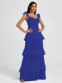 A-line Sweetheart Cascading Ruffles Floor-Length Bridesmaid Dress