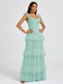 A-line Sweetheart Cascading Ruffles Floor-Length Bridesmaid Dress