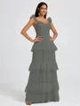 A-line Sweetheart Cascading Ruffles Floor-Length Bridesmaid Dress