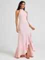 A-line Halter Floor-Length Stretch Crepe Bridesmaid Dress