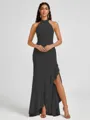 A-line Halter Floor-Length Stretch Crepe Bridesmaid Dress