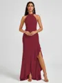 A-line Halter Floor-Length Stretch Crepe Bridesmaid Dress