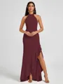 A-line Halter Floor-Length Stretch Crepe Bridesmaid Dress