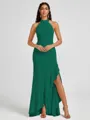 A-line Halter Floor-Length Stretch Crepe Bridesmaid Dress