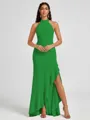 A-line Halter Floor-Length Stretch Crepe Bridesmaid Dress