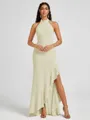 A-line Halter Floor-Length Stretch Crepe Bridesmaid Dress