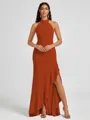 A-line Halter Floor-Length Stretch Crepe Bridesmaid Dress