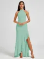 A-line Halter Floor-Length Stretch Crepe Bridesmaid Dress