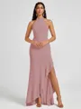 A-line Halter Floor-Length Stretch Crepe Bridesmaid Dress