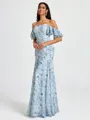 Sheath Off-the-Shoulder Short Sleeves Floor-Length Bridesmaid Dress