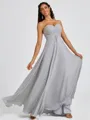 A-line Sweetheart Pleated Floor-Length Chiffon Bridesmaid Dress
