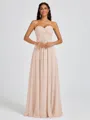 A-line Sweetheart Pleated Floor-Length Chiffon Bridesmaid Dress