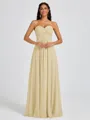 A-line Sweetheart Pleated Floor-Length Chiffon Bridesmaid Dress