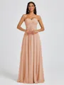 A-line Sweetheart Pleated Floor-Length Chiffon Bridesmaid Dress