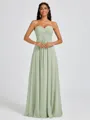 A-line Sweetheart Pleated Floor-Length Chiffon Bridesmaid Dress