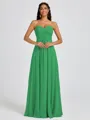 A-line Sweetheart Pleated Floor-Length Chiffon Bridesmaid Dress