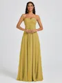 A-line Sweetheart Pleated Floor-Length Chiffon Bridesmaid Dress