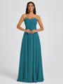 A-line Sweetheart Pleated Floor-Length Chiffon Bridesmaid Dress