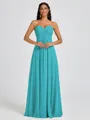 A-line Sweetheart Pleated Floor-Length Chiffon Bridesmaid Dress