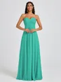 A-line Sweetheart Pleated Floor-Length Chiffon Bridesmaid Dress