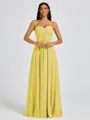 A-line Sweetheart Pleated Floor-Length Chiffon Bridesmaid Dress