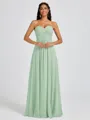 A-line Sweetheart Pleated Floor-Length Chiffon Bridesmaid Dress