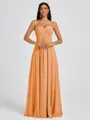 A-line Sweetheart Pleated Floor-Length Chiffon Bridesmaid Dress