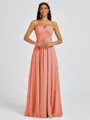 A-line Sweetheart Pleated Floor-Length Chiffon Bridesmaid Dress